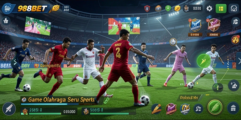 Tampilan utama gameplay 988BET dengan aksi seru olahraga.