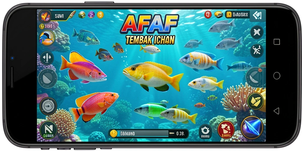 Tampilan gameplay seru dalam AFAF Tembak Ikan.