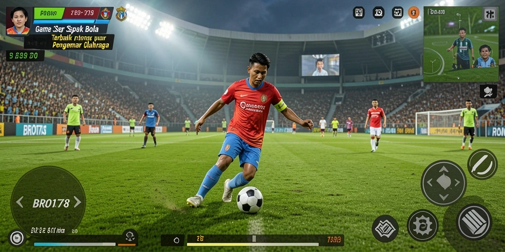 Screenshot gameplay BRO178 yang menunjukkan aksi sepak bola yang mendebarkan.