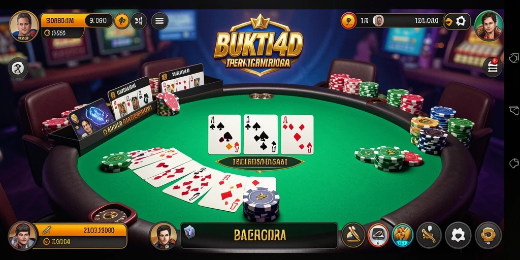 Tampilan gameplay BUKTI4D dengan pemain yang antusias di meja poker.