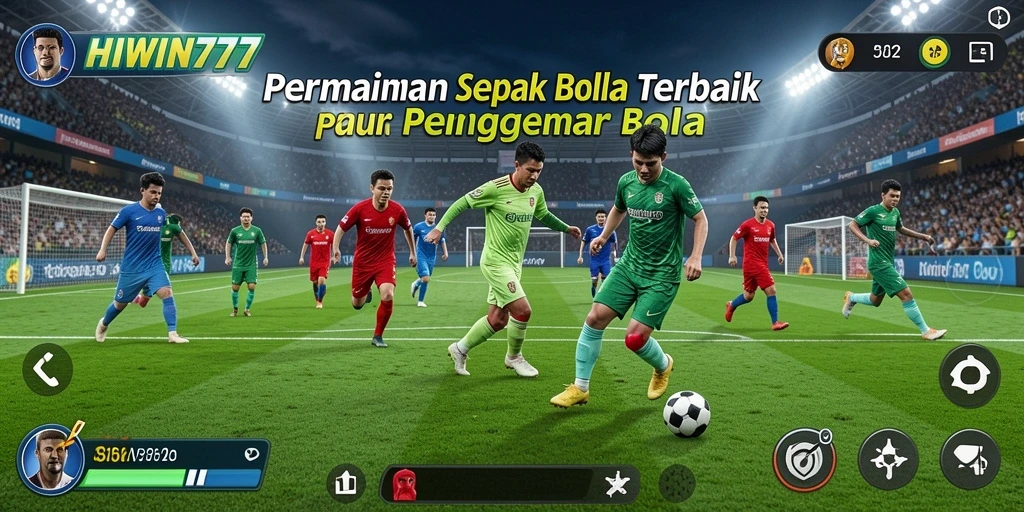 Tampilan gameplay seru HIWIN777 dengan aksi sepak bola yang mendebarkan.