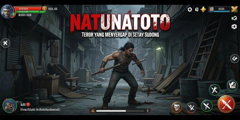 Tampilan gameplay menegangkan di dunia NATUNATOTO yang menakutkan.