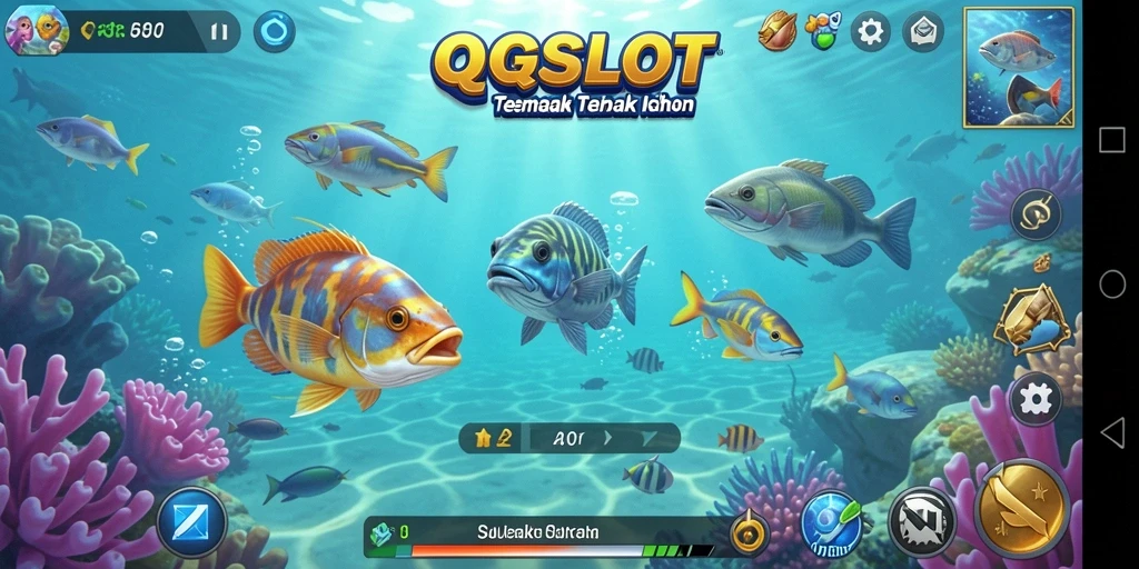 Tampilan gameplay QQSLOT menembak ikan yang seru.