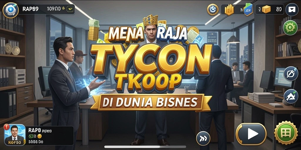 Tampilan gameplay RAP89 menampilkan aktivitas bisnis yang dinamis.