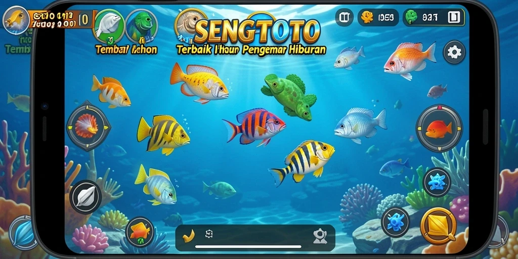 Screenshot gameplay <strong>SENGTOTO</strong> menampilkan serunya menembak ikan berharga.