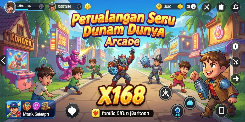 Tampilan gameplay X168 dalam momen aksi seru di level Arcade.